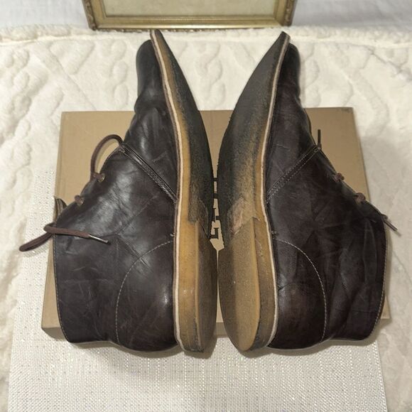 UGG 15 Men’s Leighton 3275 M Chocolate Brown Tan Soles Leather Twinsole Boots - Picture 8 of 16